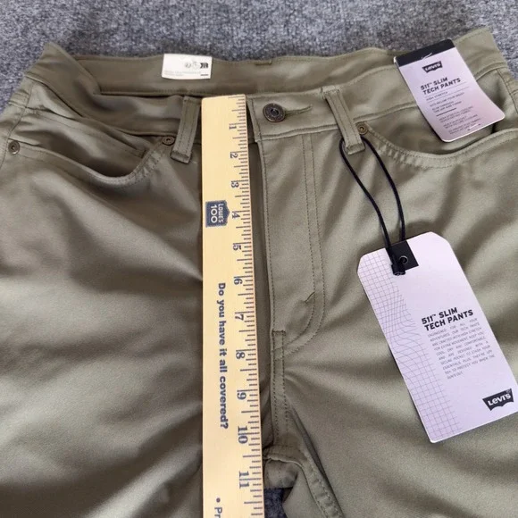 Levi's 511 Slim Tech Pants Stretch Mens 32x34 Green Performance Casual Jeans - Picture 8 of 9